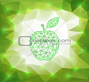 Green triangle apple with background 