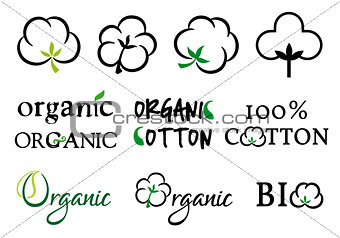 Organic cotton, vector set