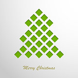 Christmas card with a green abstract tree