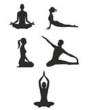 Black yoga silhouettes 