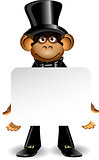 monkey in a top hat with white background