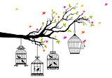 free birds and birdcages, vector 