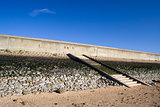 Sea wall and steps on Canvey Island, Essex, England