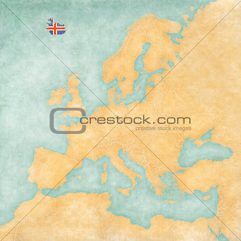 Map of Europe - Iceland (Vintage Series)