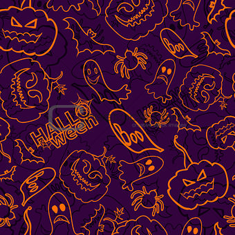 Halloween themed seamless vector background