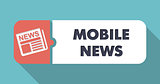 Mobile News on Turquoise in Flat Design.