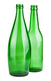 Two green empty bottles 