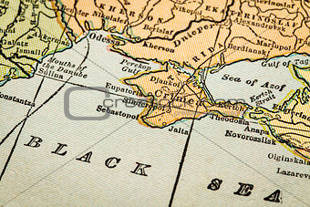 Crimea on a vintage map