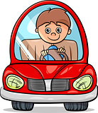 boy in car cartoon illustration