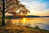 Autumn sunset on the lake