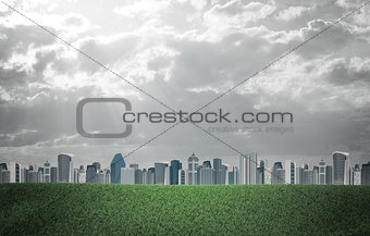 Buildings and green grass field