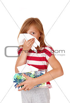 Young girl with a cold.