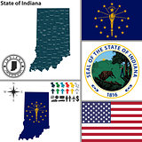 Map of state Indiana, USA