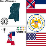 Map of state Mississippi, USA
