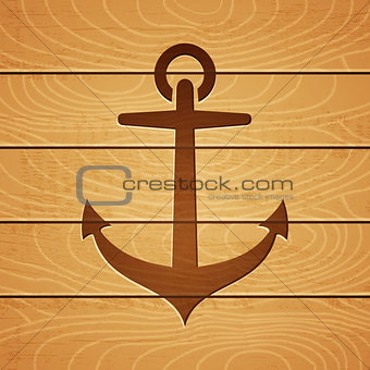 anchor on wooden background