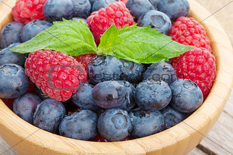 Blueberries and raspberries