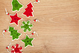 Christmas decor on wooden background