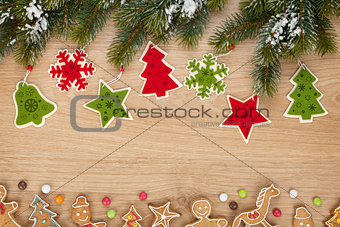 Christmas fir tree, cookies and decor