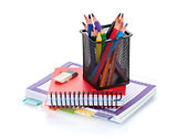Colorful pencils and office supplies