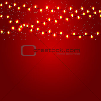 Christmas and New Year  Background with Luminous Garland Vector
