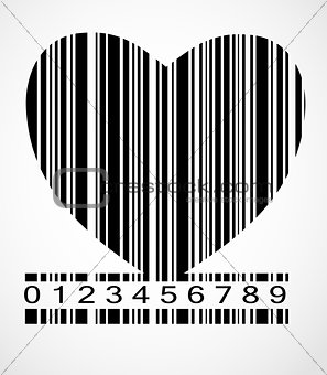 Barcode Heart  Image Vector Illustration