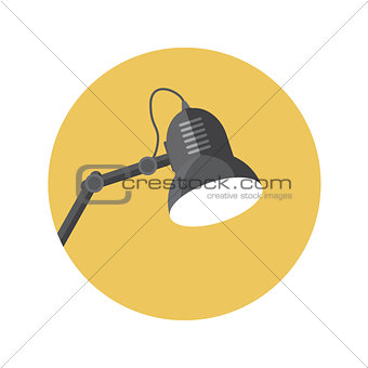 Flat Design Concept Lamp Vector Illustration With Long Shadow.