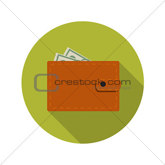 Flat Design Concept Wallet Vector Illustration With Long Shadow.