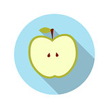 Flat Design Concept Apple Vector Illustration With Long Shadow.