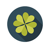 Flat Design Concept Clover Vector Illustration With Long Shadow.