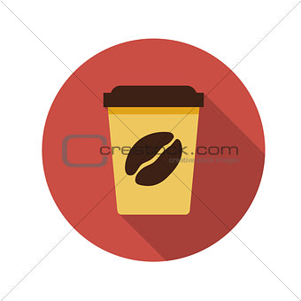 Flat Design Concept Coffee Vector Illustration With Long Shadow.