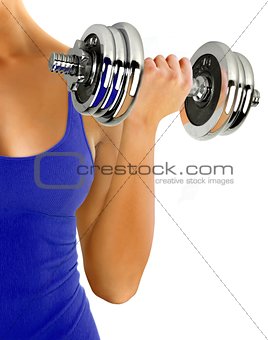 Woman exercising with dumbbell