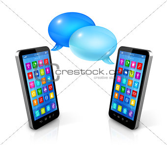 Speech bubbles and mobile phones