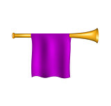 Trumpet with purple flag