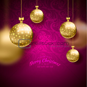 Christmas card with balls background