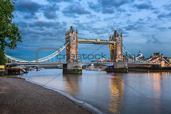 Thames River and Tower Bridge at the Evening, London, United Kin