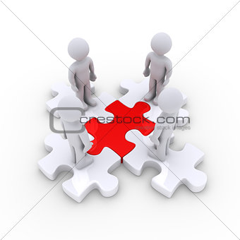People on connected puzzle pieces
