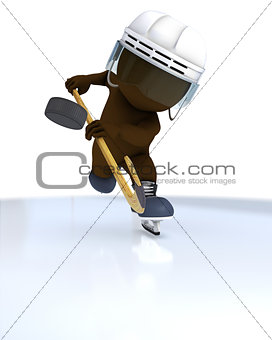 3D Morph Man playing ice hockey