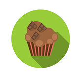 Flat Design Concept Cupcake Vector Illustration With Long Shadow