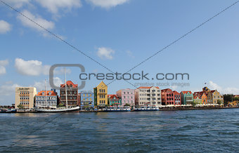 Curacao colorful harbor buildings