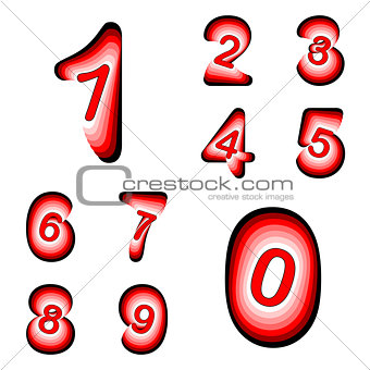 Design numbers set. Colorful waving line textured font