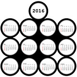 2016 black circles calendar for office