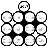 2017 black circles calendar for office