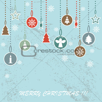 Retro Christmas background with decorative balls