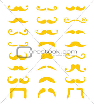 Blond moustache or mustache vector icons set