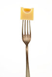 Emmentaler piece on fork.