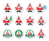 Santa Claus icons, Merry Christmas icon labels