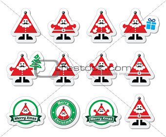 Santa Claus icons, Merry Christmas icon labels