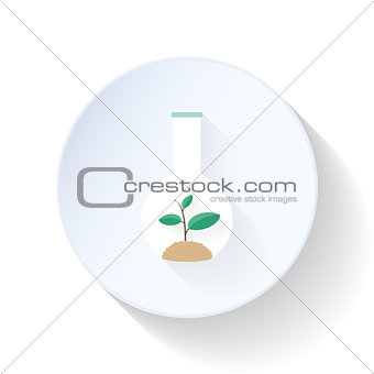 Sprout in laboratory flask flat icon