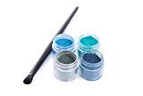 Set of mineral eye shadows with make-up brush 