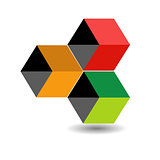 Logo with colorful cubes and shadow